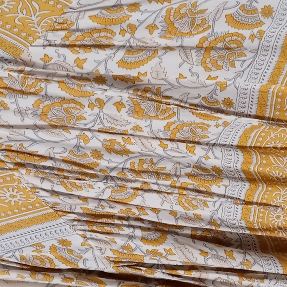 Rachel Zoe Yellow Patterned Wide Armed Blouse w Front Tie M - Picture 5 of 7